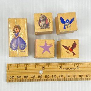 Set of 5 Disney Sophia the First Wood Rubber Stamps Princess Star Birds